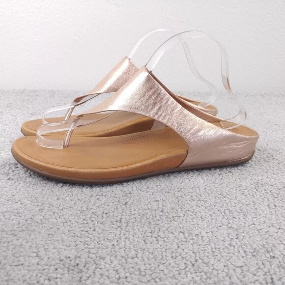 Fitflop Banda Sandal Womens 10 Thong Wedge Leather Comfort Slip On Shoes Pink - Picture 2 of 8